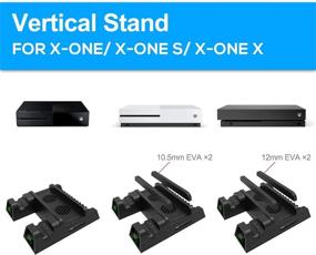 img 2 attached to 🎮 Enhanced Cooling Stand for Xbox One/S/X Console and Controllers: Vertical Charging, 2 Cooling Fans, 600 mAh Batteries, LED Indicators, Games Storage