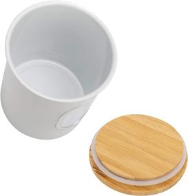 img 1 attached to 🍶 Premium Set of 3 Bamboo Kitchen Canisters with Airtight Lids and Transparent Windows - Ideal for Coffee, Tea, Grain, Dry Food Storage (White)