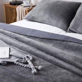 img 1 attached to 🛏️ KASENTEX Plush Poly-Velvet Lavish Design Quilt Set - Luxurious Bedding with Brushed Microfiber - Soft & Warm Coverlet (Pewter Grey, King + 2 Shams)
