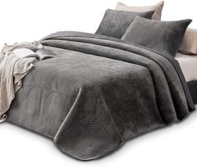 img 4 attached to 🛏️ KASENTEX Plush Poly-Velvet Lavish Design Quilt Set - Luxurious Bedding with Brushed Microfiber - Soft & Warm Coverlet (Pewter Grey, King + 2 Shams)