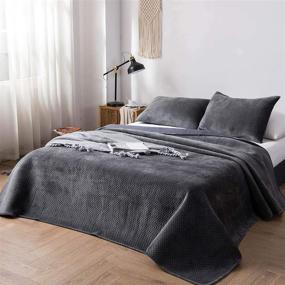 img 2 attached to 🛏️ KASENTEX Plush Poly-Velvet Lavish Design Quilt Set - Luxurious Bedding with Brushed Microfiber - Soft & Warm Coverlet (Pewter Grey, King + 2 Shams)