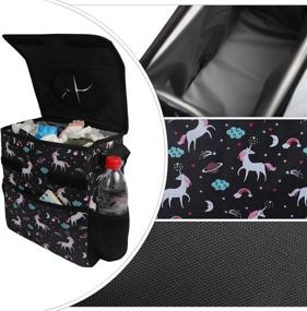 img 1 attached to 🦄 Car Trash Can with Lid, Storage Bag, Tissue Box | Hanging Waterproof Bag, 100% Leak-Proof | Collapsible Trash Can Storage Bag, Large | Unicorn Pattern