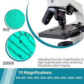 img 2 attached to 250X-2000X Powerful Biological Children's Microscope Set for Kids, Students, 🔬 and Adults - Ideal for School, Home, Laboratory, and Scientific Research Education