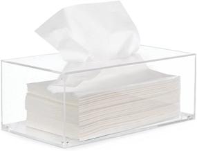 img 4 attached to 📦 HBlife Clear Acrylic Facial Tissue Dispenser Box Cover: Rectangle Napkin Organizer for Bathroom, Kitchen, and Office Room