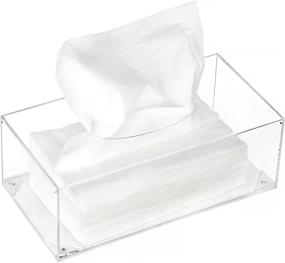 img 2 attached to 📦 HBlife Clear Acrylic Facial Tissue Dispenser Box Cover: Rectangle Napkin Organizer for Bathroom, Kitchen, and Office Room