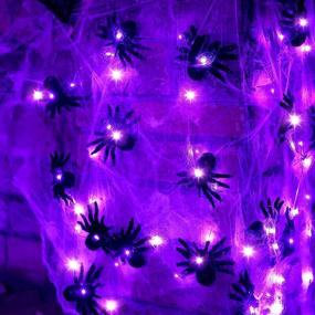 img 1 attached to 🕷️ Black Hairy Spider LED String Light – 9.8 Feet 30 LEDs with 10 Plush Toy Spiders – Perfect Spooky Party Decor for Indoor and Outdoor Use in Home, Garden, and Yard