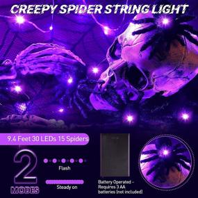 img 2 attached to 🕷️ Black Hairy Spider LED String Light – 9.8 Feet 30 LEDs with 10 Plush Toy Spiders – Perfect Spooky Party Decor for Indoor and Outdoor Use in Home, Garden, and Yard