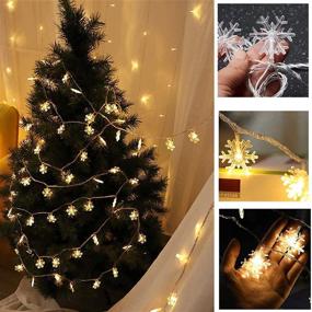 img 2 attached to 🎄 MILEXING Snowflake String Lights, 19.6 ft 40 LED Battery Operated Christmas Lights - Indoor/Outdoor Decorations for Xmas, Garden, Patio, Bedroom, Party - Waterproof Light