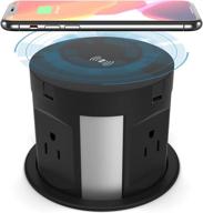 🔌 btu automatic pop up sockets: retractable power strip with usb ports, wireless charger, and surge protection - ideal for kitchen counters (black) логотип