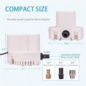 img 2 attached to 🏊 Efficient Pool Cover Pump: 1200 GPH Submersible Water Pumps with 3 Adapters - Portable Above Ground Swimming Pool, Pond, and Hot Tub Pump (White)