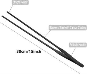 img 3 attached to 🐠 FRUTA Extra Long Aquarium Tweezers Stainless Steel Straight Tweezer with Rust-Resistant Carbonation Protection Coating - Perfect Reptile Feeding Tongs and Aquatic Tank Plants Tools, 15 inch, Black