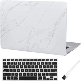 img 4 attached to Laptop Hard Case 13 Inch Air 13 Inch Case A1369 A1466 Matte Rubberized Plastic Hard Shell Cover (Old Version 2010-2017) With Silicone Keyboard Cover And Dust Brush-Marble White