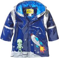 optimized kidorable raincoat for boys - blue space hero design with spaceship pocket and astronaut helmet logo