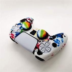 img 2 attached to PS5 Controller Skin: Anti-Slip Silicone Case Cover with 4pcs Thumb Joysticks Caps - 4caps Graffiti Design