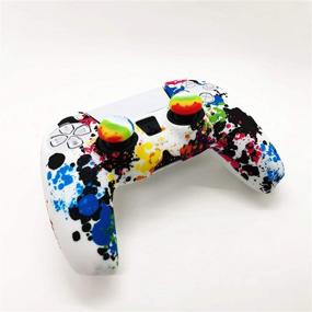 img 3 attached to PS5 Controller Skin: Anti-Slip Silicone Case Cover with 4pcs Thumb Joysticks Caps - 4caps Graffiti Design