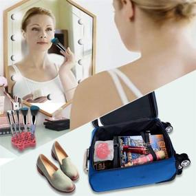 img 2 attached to 🧼 2-in-1 Silicone Makeup Brush Cleaning Mat, Tenmon Brush Cleaner and Dryer Tray, Portable Travel Makeup Brush Scrubber Mat Cleaning Tool (Blue)