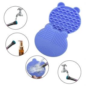 img 1 attached to 🧼 2-in-1 Silicone Makeup Brush Cleaning Mat, Tenmon Brush Cleaner and Dryer Tray, Portable Travel Makeup Brush Scrubber Mat Cleaning Tool (Blue)