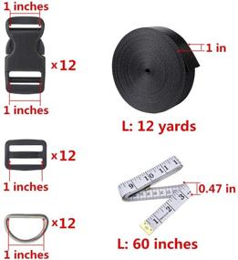 img 3 attached to 🔗 12 Yard Long Black Nylon Heavy Webbing Straps + 12 Set of Plastic 1 Inch Flat Side Release Buckles, Tri-Glide Slides, and D Rings - Ideal for Crafting Luggage Straps, Pet Collars, and Backpack Repairs