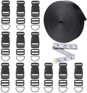 🔗 12 yard long black nylon heavy webbing straps + 12 set of plastic 1 inch flat side release buckles, tri-glide slides, and d rings - ideal for crafting luggage straps, pet collars, and backpack repairs logo