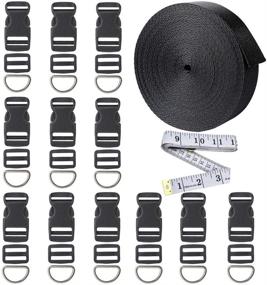 img 4 attached to 🔗 12 Yard Long Black Nylon Heavy Webbing Straps + 12 Set of Plastic 1 Inch Flat Side Release Buckles, Tri-Glide Slides, and D Rings - Ideal for Crafting Luggage Straps, Pet Collars, and Backpack Repairs