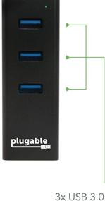 img 2 attached to 🔌 Plugable USB Hub with Ethernet: 3 Port USB 3.0 Bus Powered Hub with Gigabit Ethernet – Windows, MacBook, Linux, Chrome OS Compatible