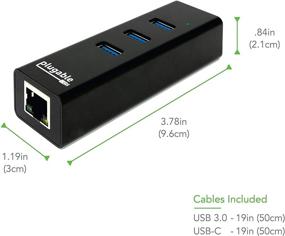 img 1 attached to 🔌 Plugable USB Hub with Ethernet: 3 Port USB 3.0 Bus Powered Hub with Gigabit Ethernet – Windows, MacBook, Linux, Chrome OS Compatible