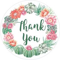 🌵 cactus-themed 2 inch round floral thank you stickers: perfect girl baby shower favor labels set of 60 logo