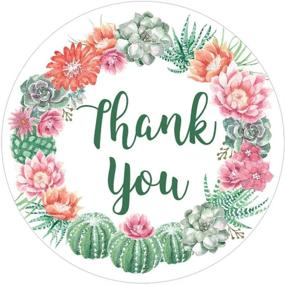 img 2 attached to 🌵 Cactus-themed 2 Inch Round Floral Thank You Stickers: Perfect Girl Baby Shower Favor Labels Set of 60