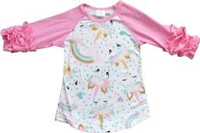 img 1 attached to Unicorn Ruffle Sleeve Raglan T Shirt Girls' Clothing