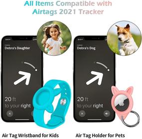 img 2 attached to 🎀 [2 Pack] RoyalBlue Pink Air Tag Wristbands + Silicone Cases: Airtag Tracker Watch Band for Kids Elders, Waterproof Cover with Keychain for Pet - Anti-Lost Sleeves Included