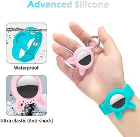 img 3 attached to 🎀 [2 Pack] RoyalBlue Pink Air Tag Wristbands + Silicone Cases: Airtag Tracker Watch Band for Kids Elders, Waterproof Cover with Keychain for Pet - Anti-Lost Sleeves Included