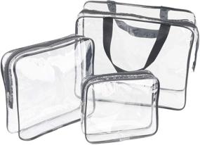 img 4 attached to 🌍 Ultimate Travel Companion: Set of 3 Large Clear Waterproof Toiletry Bags – Organize, Pack, and Travel with Ease!