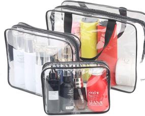 img 3 attached to 🌍 Ultimate Travel Companion: Set of 3 Large Clear Waterproof Toiletry Bags – Organize, Pack, and Travel with Ease!