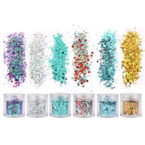 img 1 attached to 💫 Sparkling Festival Chunky Glitters: 18 Boxes of Holographic Sequins, Nail Flakes, and Cosmetic Paillettes for Stunning Face, Body, Hair, and Nail Art Designs