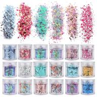 💫 sparkling festival chunky glitters: 18 boxes of holographic sequins, nail flakes, and cosmetic paillettes for stunning face, body, hair, and nail art designs logo