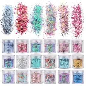 img 4 attached to 💫 Sparkling Festival Chunky Glitters: 18 Boxes of Holographic Sequins, Nail Flakes, and Cosmetic Paillettes for Stunning Face, Body, Hair, and Nail Art Designs