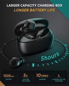 img 3 attached to 🎧 Наушники LASUNEY Bluetooth 5.0 True Wireless с кейсом для зарядки: 60 часов циклического проигрывания, водонепроницаемые стереонаушники с микрофоном - наушники-вкладыши для спорта