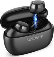 🎧 наушники lasuney bluetooth 5.0 true wireless с кейсом для зарядки: 60 часов циклического проигрывания, водонепроницаемые стереонаушники с микрофоном - наушники-вкладыши для спорта логотип