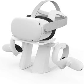 img 4 attached to AMVR Upgraded Version 2nd VR Stand: Stable Headset Display Holder & Controller Mount for Oculus Quest, Quest 2, Rift, Rift S (White)