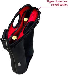 img 1 attached to 🍷 Insulated Neoprene 2 Bottle Wine Carrier Travel Bag - Expandable Design with Zipper Closure for Corked Bottles - Adjustable Shoulder Strap Included