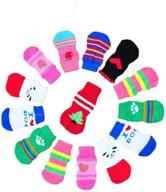 🐾 lifewheel pet cat dog paw socks: indoor traction control & anti-slip cotton footwear - 2 or 5 sets, random color логотип