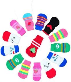 img 4 attached to 🐾 LifeWheel Pet Cat Dog Paw Socks: Indoor Traction Control & Anti-Slip Cotton Footwear - 2 or 5 Sets, Random Color