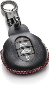 img 4 attached to 🔑 Vitodeco Leather Key Fob Case Cover Protector with Key Chain for Mini Cooper 2015-2020, Mini Cooper Clubman 2015-2020 (3 or 4 Buttons, Black/Red)