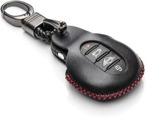 img 3 attached to 🔑 Vitodeco Leather Key Fob Case Cover Protector with Key Chain for Mini Cooper 2015-2020, Mini Cooper Clubman 2015-2020 (3 or 4 Buttons, Black/Red)