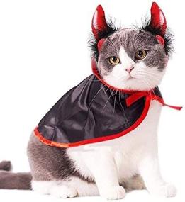 img 3 attached to 🐱 Legendog Cat Costume Halloween Pet Costumes: Red Velvet Cape with Hat for Small Dogs and Cats - Perfect Halloween Pet Apparel (Includes Cape, Horn & Hat)