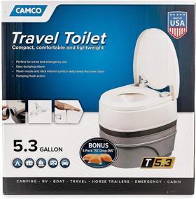 img 3 attached to 🚽 Camco Premium Portable Travel Toilet: 3-Directional Flush, Swivel Dumping Elbow for Camping, RV, Boating and More - 5.3 Gallon (41545), White