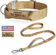 🐾 flystar tactical dog collar and leash set: adjustable nylon bungee leash with handle for training running, heavy duty double handle collar and leash set for medium to large dogs logo