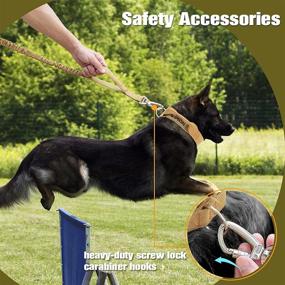 img 1 attached to 🐾 FLYSTAR Tactical Dog Collar and Leash Set: Adjustable Nylon Bungee Leash with Handle for Training Running, Heavy Duty Double Handle Collar and Leash Set for Medium to Large Dogs