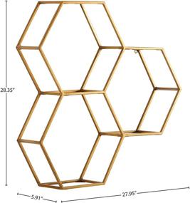 img 2 attached to 📦 Rivet Modern Hexagon Honeycomb Floating Wall Shelf Unit with Glass Shelves - Stylish Gold Décor for Homes - 28 x 28 x 6 Inch - Amazon Brand