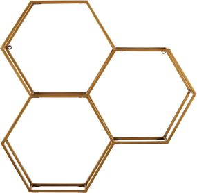 img 4 attached to 📦 Rivet Modern Hexagon Honeycomb Floating Wall Shelf Unit with Glass Shelves - Stylish Gold Décor for Homes - 28 x 28 x 6 Inch - Amazon Brand